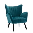 thumbnail image 1 of Velvet Accent Chair for Living Room, SYNGAR Comfy Upholstered Leisure Chair with Soft Arm and Back for Bedroom, Modern Velvet Vanity Chair for Makeup Room, Arm Chair with Solid Wood Legs, Green, D4064, 1 of 8