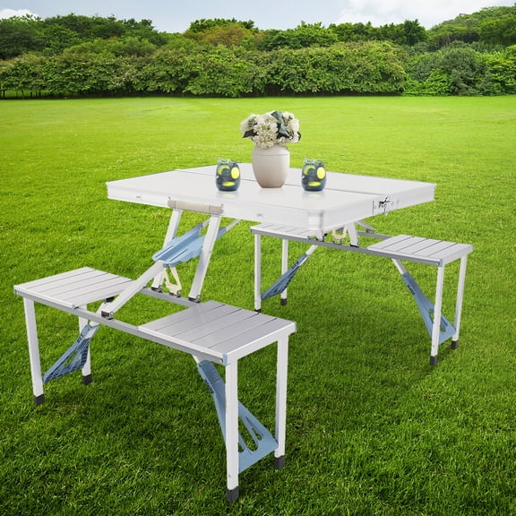 Syngar Waterproof Polypropylene Picnic Table with 4 Seaters, White