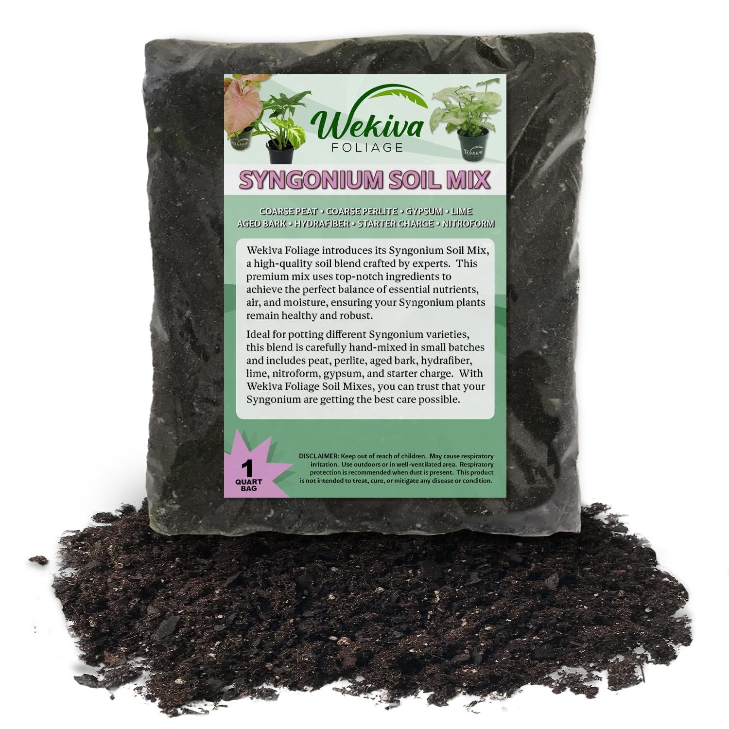 Syngonium Growing Soil Mix  2 Quarts - Custom Soil Blend  Potting Mix for Syngonium Plants  Specially Developed by and for Professional Nursery Growers - Nutrient-Rich Formula