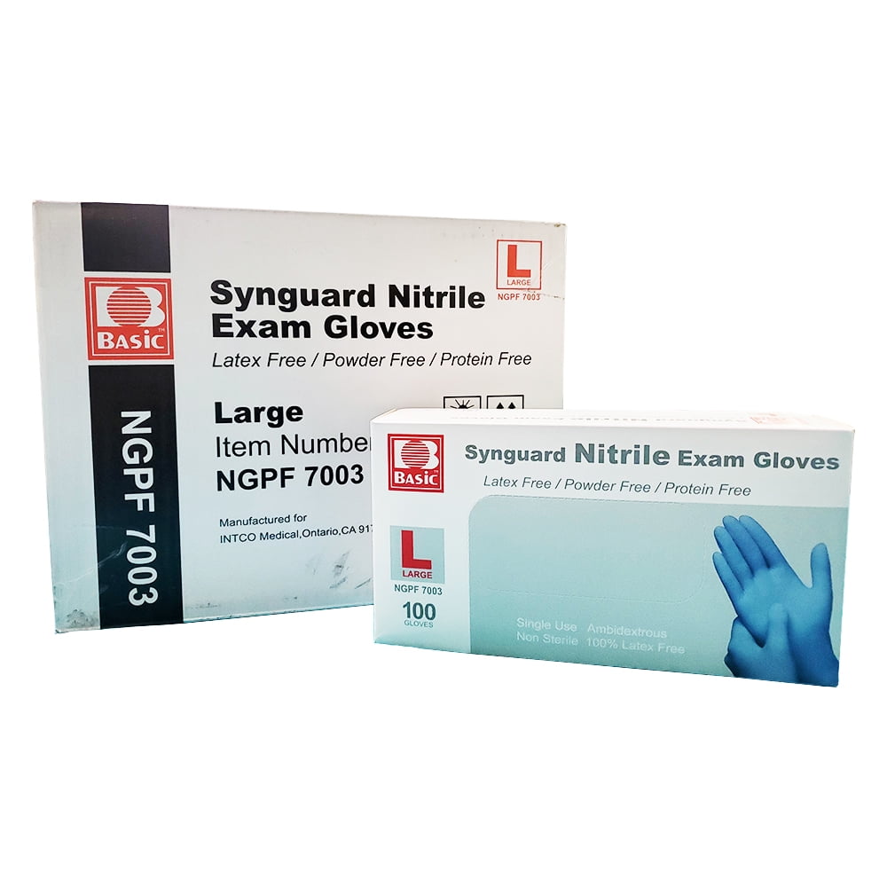Synguard Nitrile Exam Gloves, Blue, Large, Case of 1000