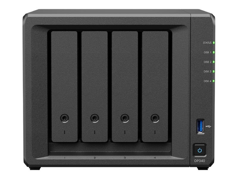 Synology DP340 NAS Storage System - AMD Ryzen Embedded R1600 Dual-core (2 Core) - 4 x HDD Supported - 32 TB Supported HDD Capacity - 0 x HDD Installed - 2 x SSD Supported - 800 GB Supported SSD Cap...