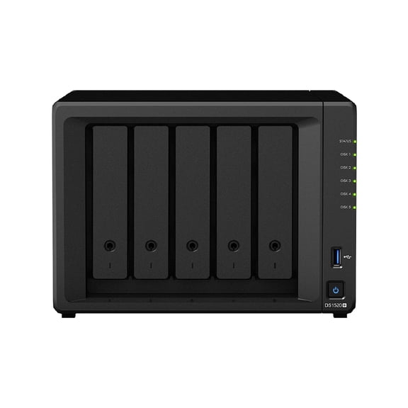 Synology DiskStation DS1520+ NAS Server for Business with Celeron CPU, 8GB DDR4 Memory, 1TB M.2 SSD, 5TB SSD Storage, Synology DSM Operating System