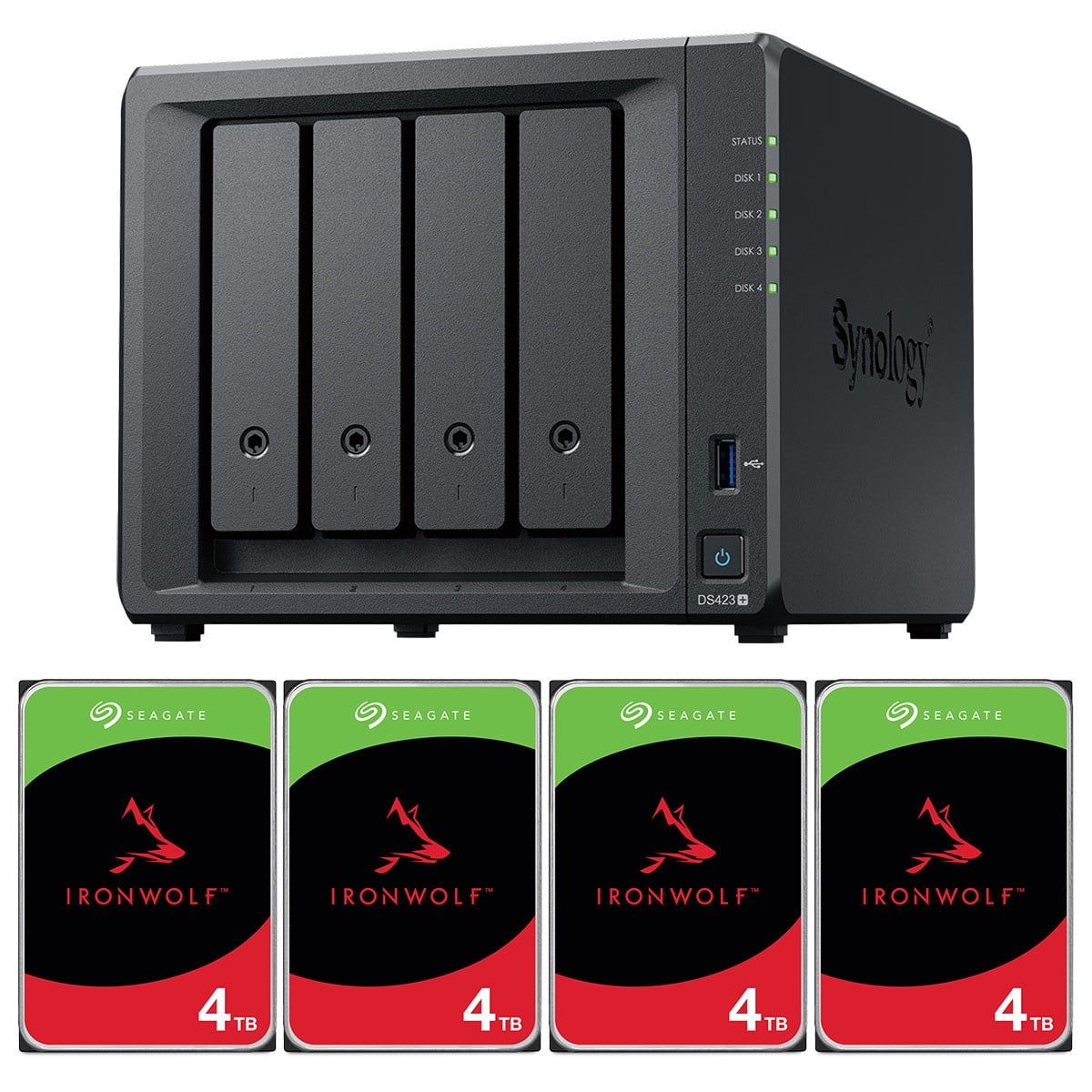 Synology 4ベイ NAS HDD付き Synology DiskStation DS423+ 4-Bay NAS Enclosure, Bundle with