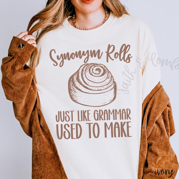 Synonym Rolls For Teacher Vocabulary T-Shirt For English Grammar Language Arts Reading Version Two T-Shirt