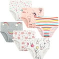 thumbnail image 1 of Synpos Girls Brief Underwear, Infant 100% Cotton Comfort Panties 6 Packs, Sizes 2- 7, 1 of 7