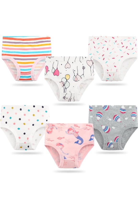 Girls Underwear, 100% Cotton Super Soft Cotton Briefs, Pack of 6