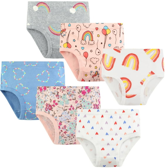 Synpos Girls Underwear, 100% Cotton Super Soft Cotton Briefs, Pack of 6