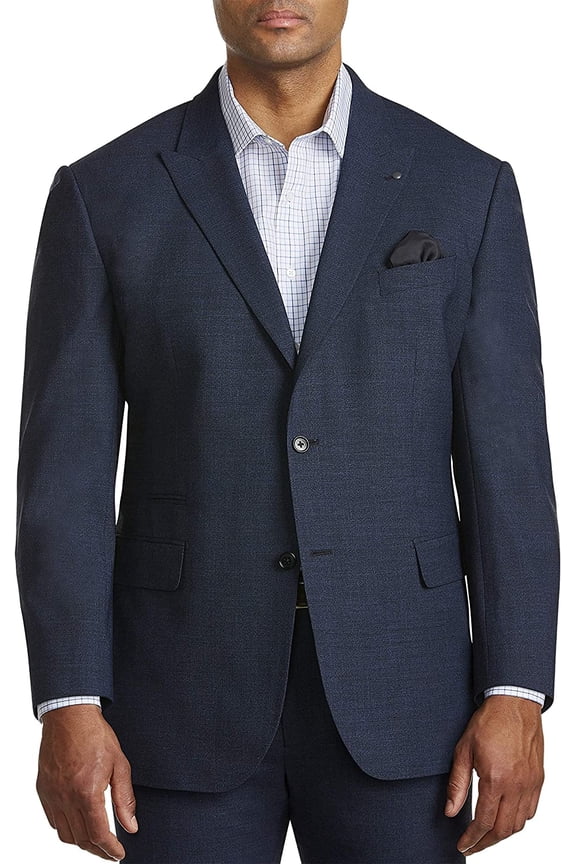 by DXL Men's Big and Tall  Men's Big & Tall Jacket-Relaxer Performance Melange Suit Jacket, Blue, 56 Long
