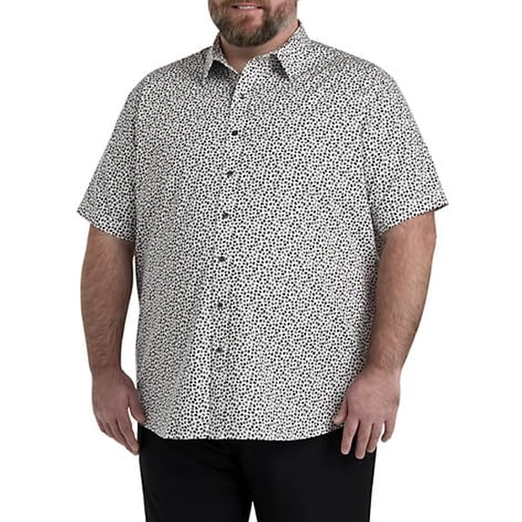 Synrgy by DXL Men's Big and Tall Geometric Print Sport Shirt Black White 5XLT
