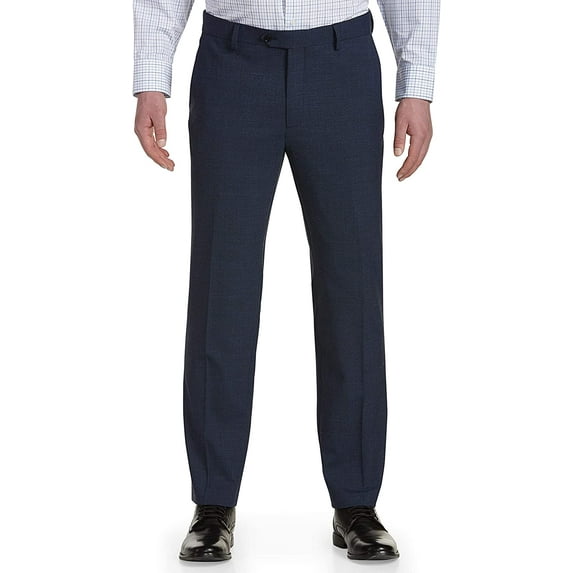Synrgy by DXL Men's Big and Tall Men's Big & Tall Performance Melange Flat-Front Suit Pants, Blue, 44W X 32L 44 x 32