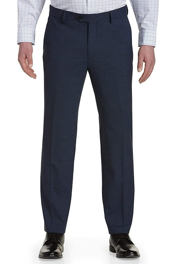 by DXL Men's Big and Tall Men's Big & Tall Performance Melange Flat-Front Suit Pants, Blue, 48W X 32L 48 x 32