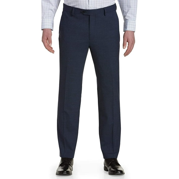 Synrgy by DXL Men's Big and Tall  Men's Big & Tall Performance Melange Flat-Front Suit Pants, Blue, 54W X 30L 54 x 30