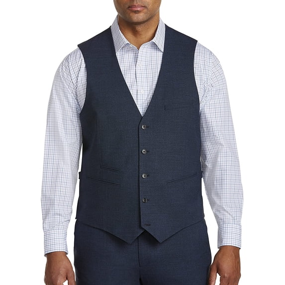 Synrgy by DXL Men's Big and Tall Men's Big & Tall Performance Melange Suit Vest, Blue, 5XLT 5XLT