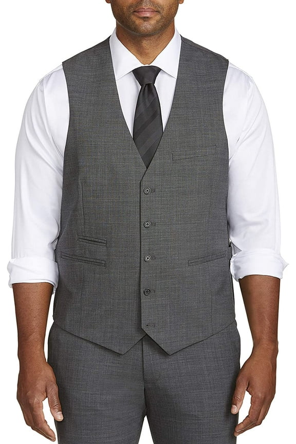 by DXL Men's Big and Tall Men's Big & Tall Performance Suit Vest, Grey, 2XL 2XL