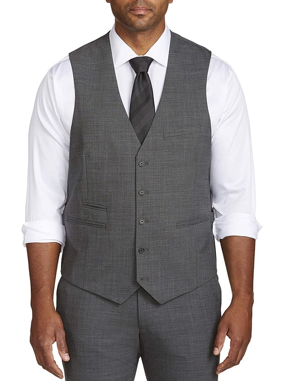 by DXL Men's Big and Tall Men's Big & Tall Performance Suit Vest, Grey, 2XLT 2XLT