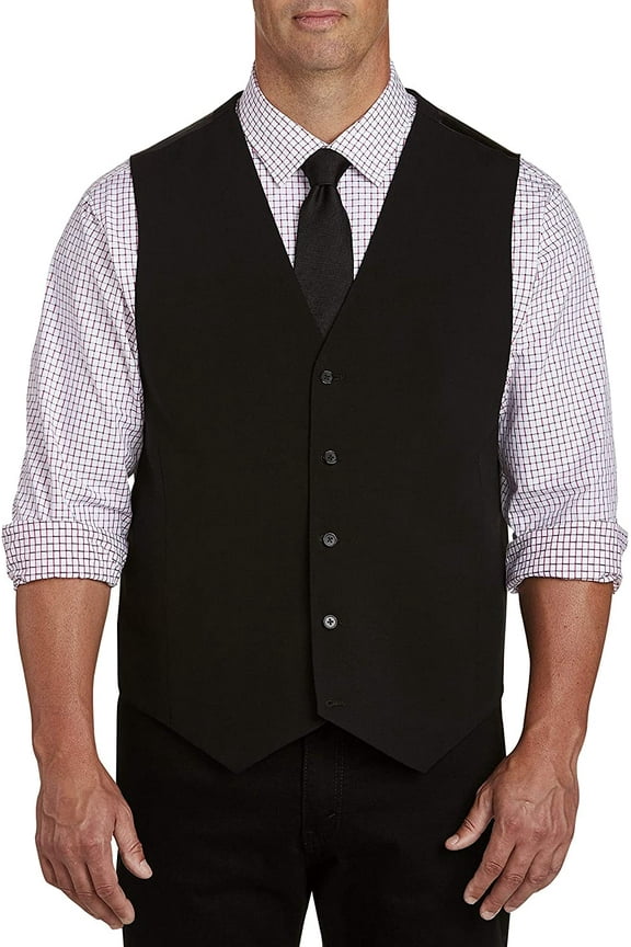 by DXL Men's Big and Tall Men's Big & Tall Vest, Black, 4XLT Black 4XLT