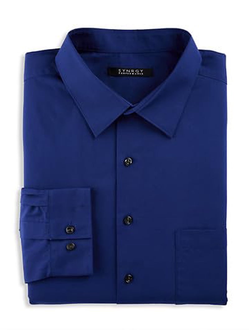 Synrgy by DXL Men's Big and Tall Performance Solid Dress Shirt Navy -  Walmart.com