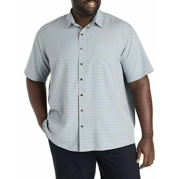 Synrgy by DXL Men's Big and Tall Plaid Microfiber Sport Shirt Blue Black 2XL