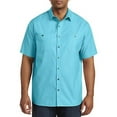 thumbnail image 1 of Synrgy by DXL Men's Big and Tall Textured Solid Sport Shirt Capri Blue 6XL, 1 of 4