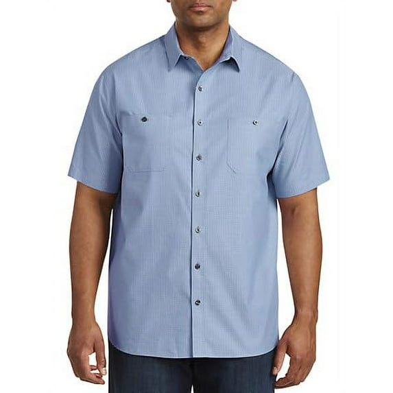 Synrgy by DXL Men's Big and Tall Textured Solid Sport Shirt Moonlight Blue 6XL