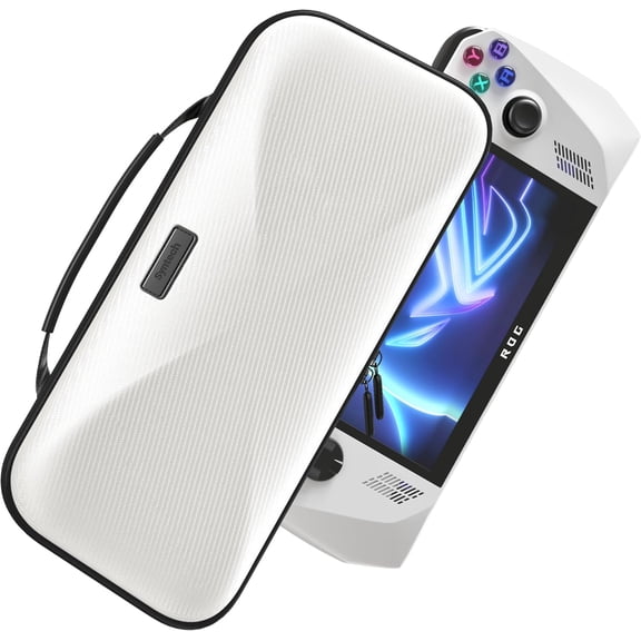 Syntech Hard Carrying Case Compatible with ASUS ROG Ally/ROG Ally X Console & Accessories, Portable Travel Handheld Case for Storage and Stand, White