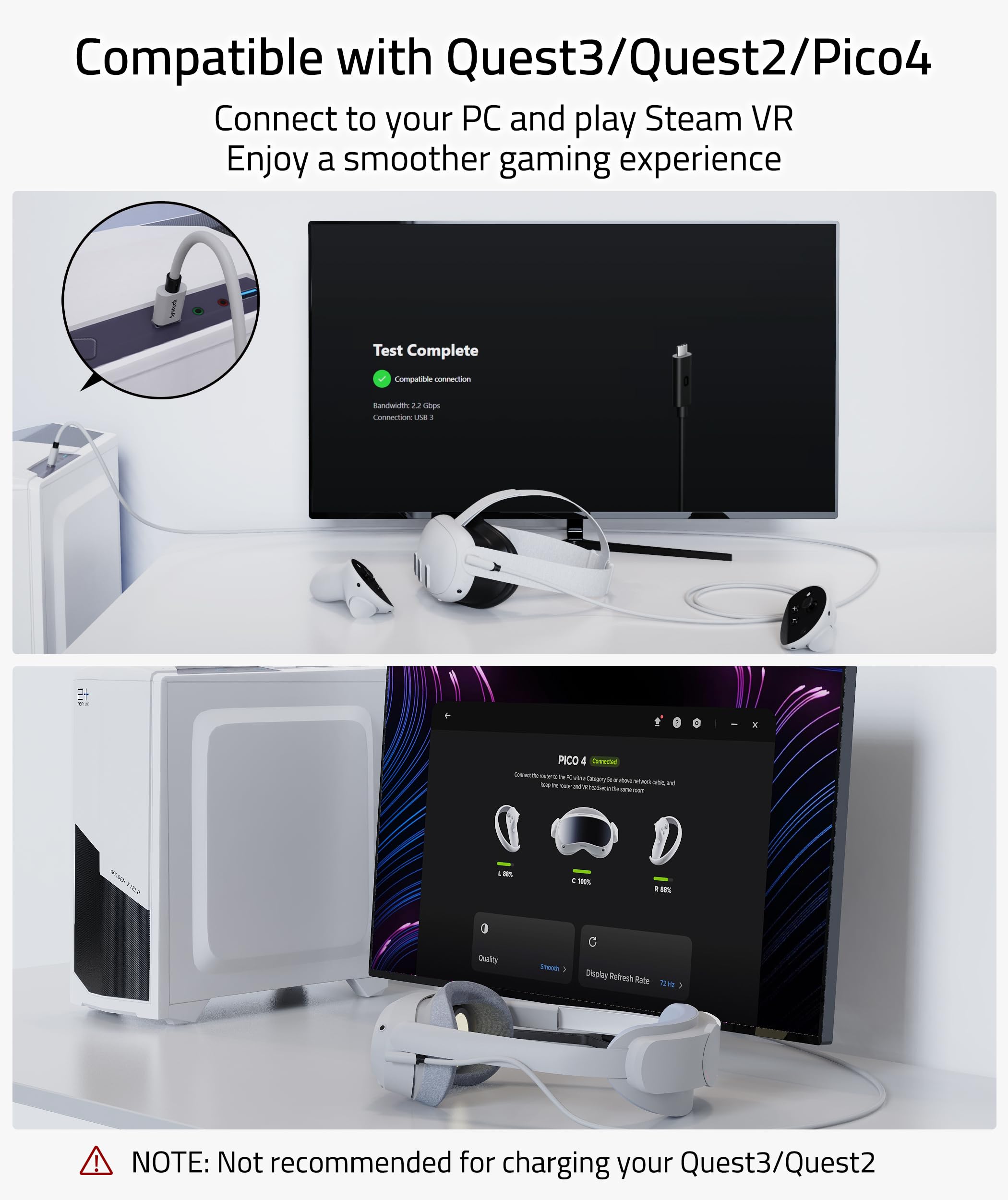VRLink cable camera glasses helmet Oculusquest2 streaming line element