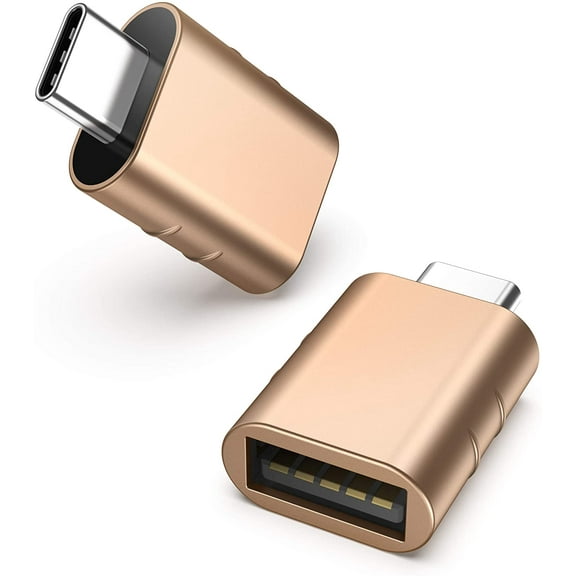 Syntech USB C to USB Adapter [2 Pack] USB C Male to USB3 Female Adapter Compatible with iPhone 16 Pro Max iMac iPad mini/Pro 2021 MacBook Pro Air 2023 and Other Type C Devices, Gold