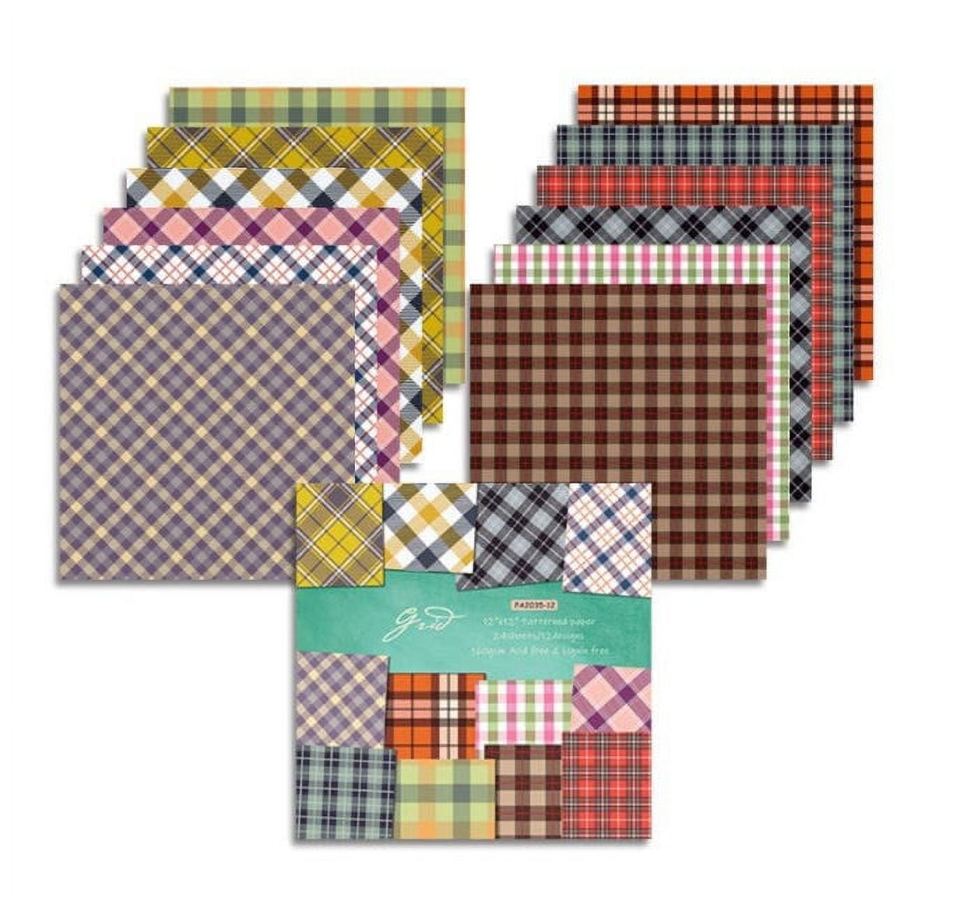 Syntego 24 sheets 12 designs grid tartan paper design decorative acid