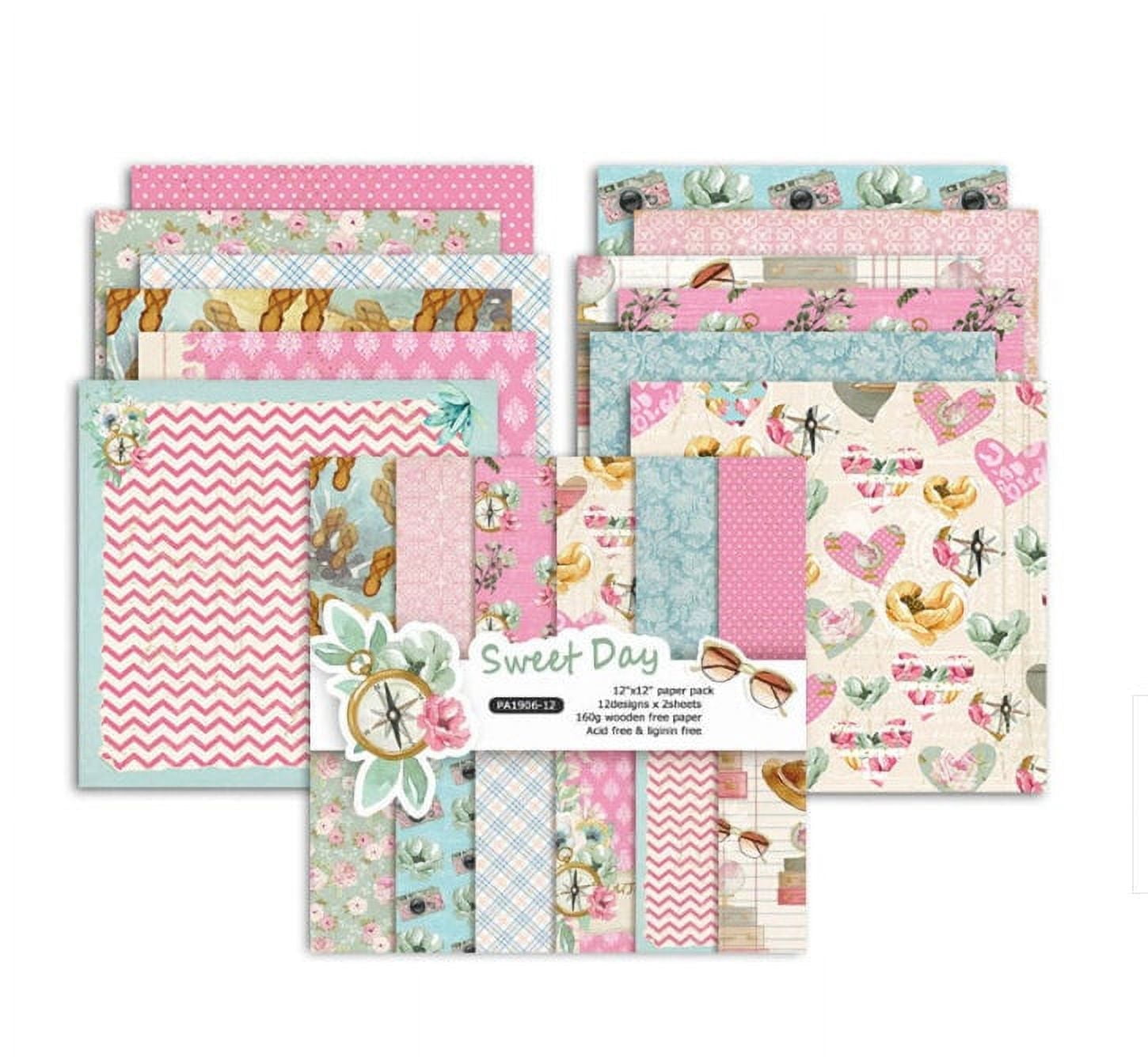 Syntego 24 sheets 12 designs sweet day paper design decorative acid