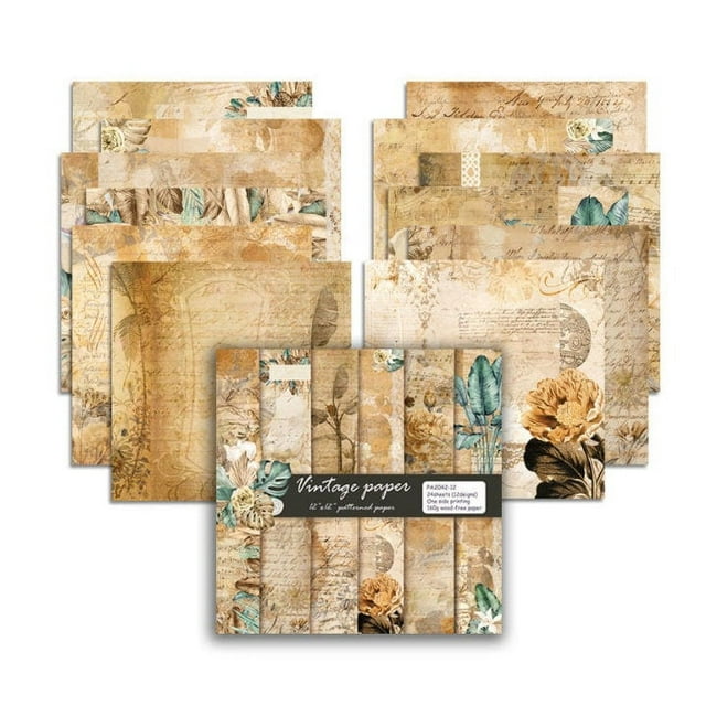 Syntego 24 Sheets, 12 Designs Vintage Paper Design Decorative Acid Free