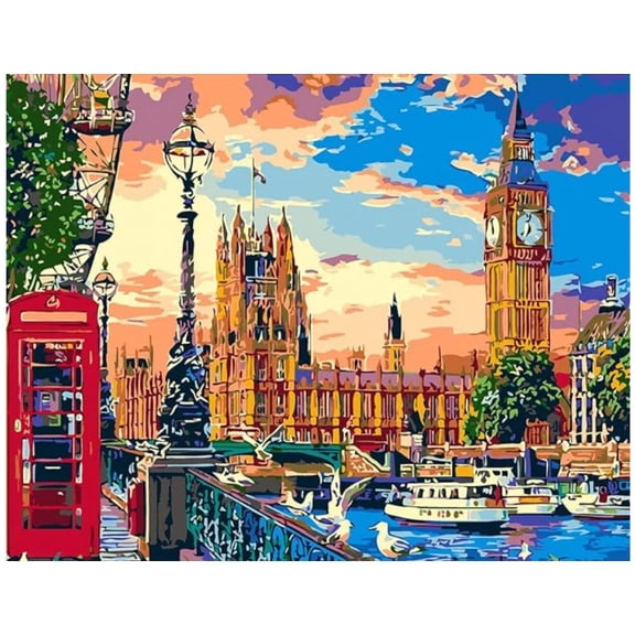 Syntego DIY Paint By Numbers for Adults, Big Ben London Canvas Painting Kit (16" x 20")