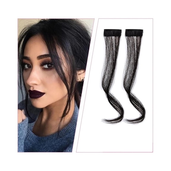 Synthesis Bangs Wig Hair Extensions Curly Clip-on Hair Front Side Long Wavy Bangs with Clip 25CM