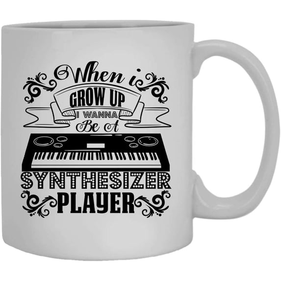 Synthesizer Player Mug, Coffee Mug, White Tea Mug 11 oz
