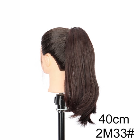 Synthetic 16Inch/20Inch Long Straight Grab Clip In Ponytail Hair Extensions Black Hairpiece for Women Hair Accessories