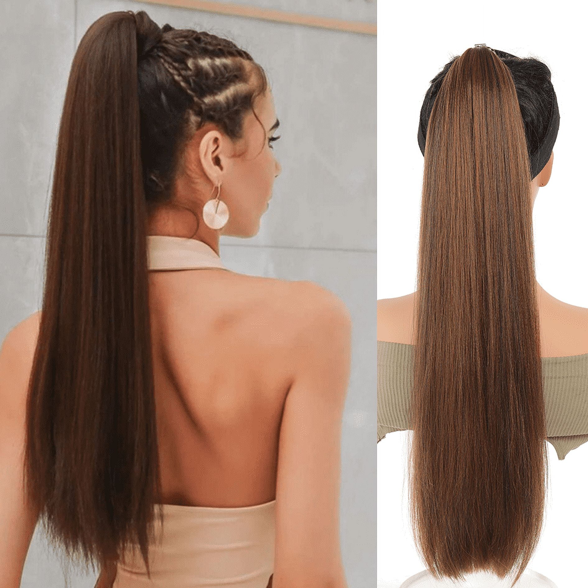 Synthetic 18inch/20inch/22inch/24inch/26inch/28inch/32inch long straight wig ponytail, headband ponytail, elastic rope ponytail