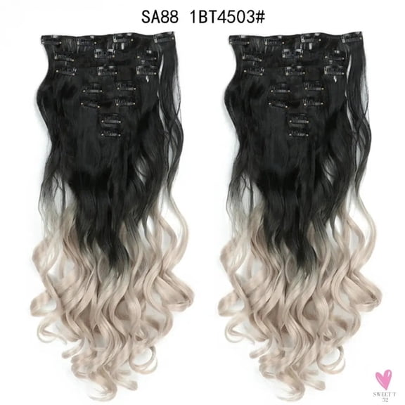 Synthetic 24 Inch, 16 Clip-in Hair Extensions. Long Wavy Hairstyle Hairpieces Heat Resistant High Temperature Fibers
