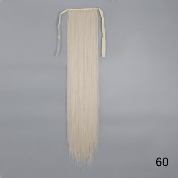 Synthetic 34 Inch Long Straight Ponytail Hair Extensions Natural Brown Wrap Around Clip In Pony Tail Hairpiece For Women
