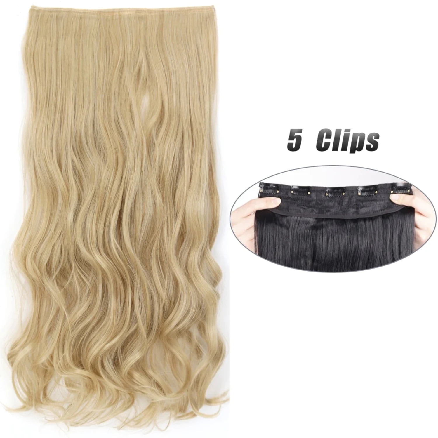 Synthetic 5 Clip 21.5 Long Hair Extensions