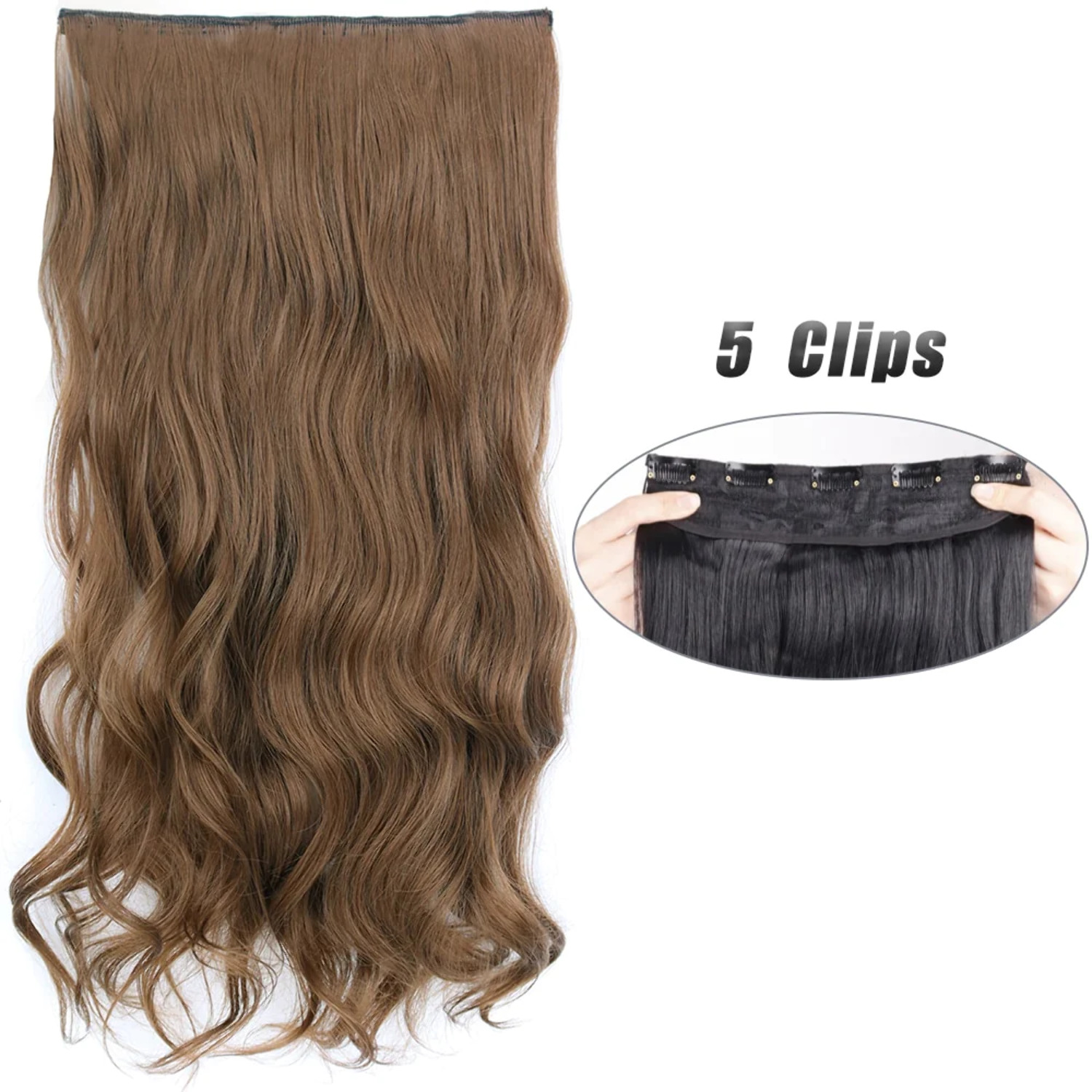 Synthetic 5 Clip 21.5 Long Hair Extensions