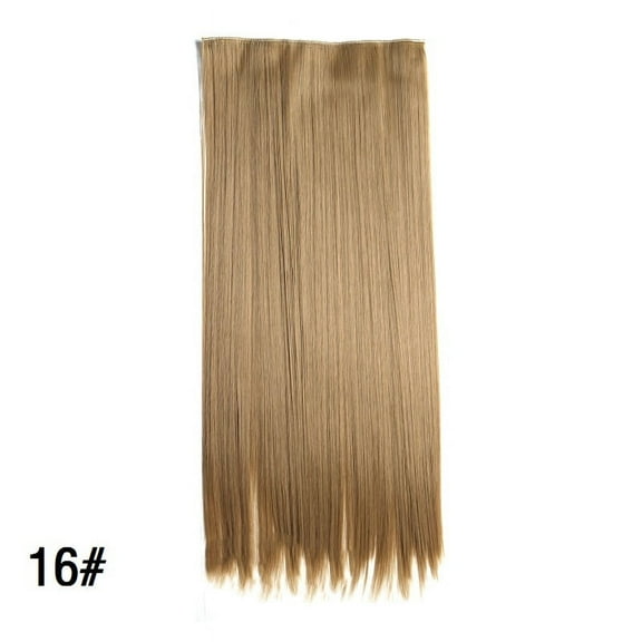 Synthetic 5-Clip One Piece Invisible Hair Extensions Long Straight 24Inch Heat Resistant Hairpiece for Women