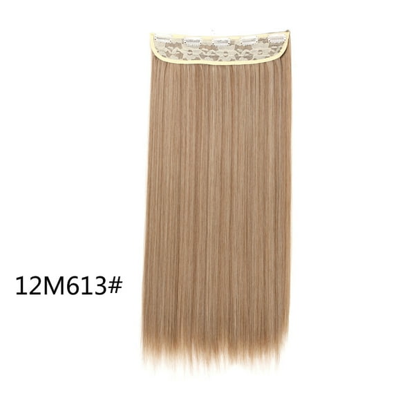 Synthetic 5-Clip One Piece Invisible Hair Extensions Long Straight 24Inch Heat Resistant Hairpiece for Women