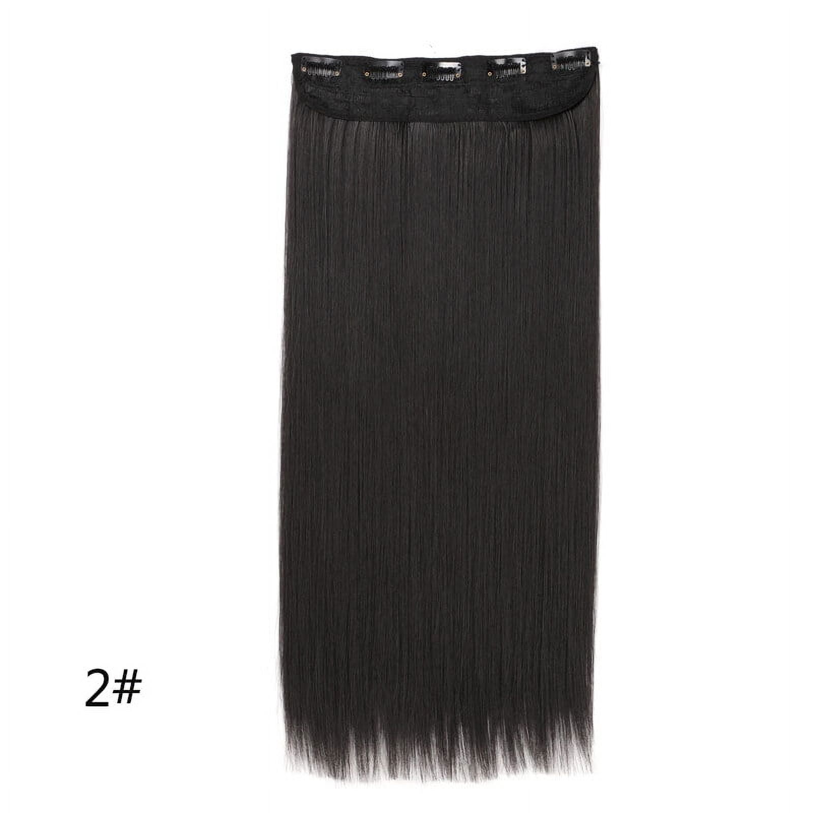 Synthetic 5-Clip One Piece Invisible Hair Extensions Long Straight 24Inch Heat Resistant Hairpiece for Women