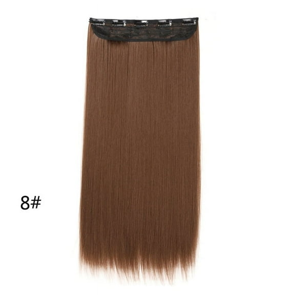 Synthetic 5-Clip One Piece Invisible Hair Extensions Long Straight 24Inch Heat Resistant Hairpiece for Women