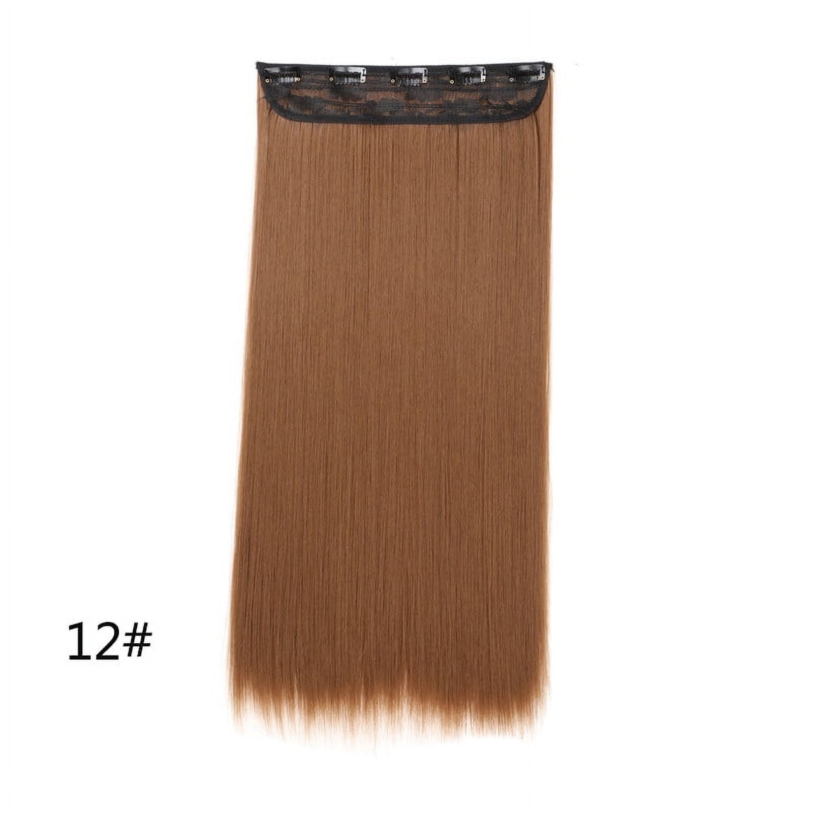 Synthetic 5-Clip One Piece Invisible Hair Extensions Long Straight 24Inch Heat Resistant Hairpiece for Women