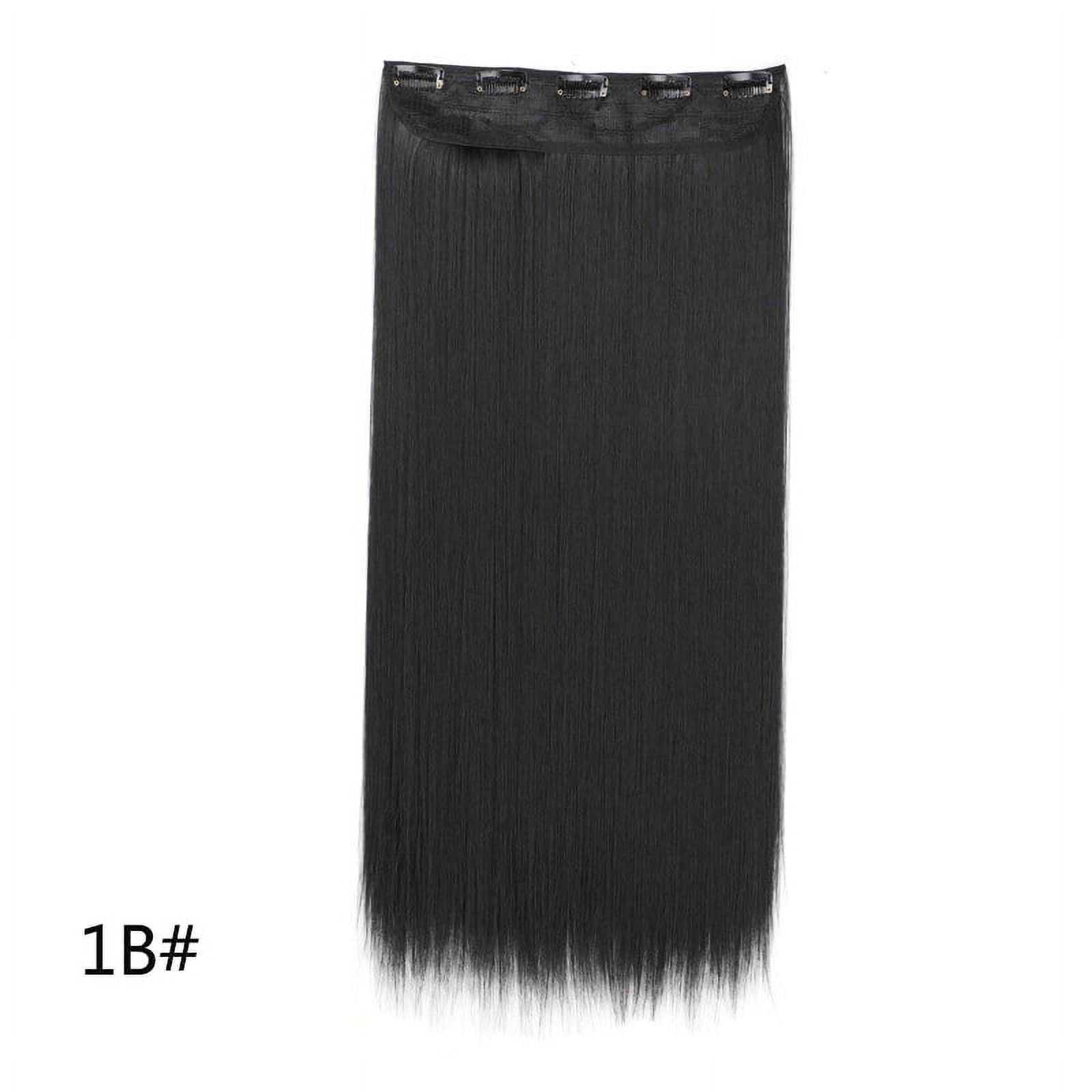 Synthetic 5-Clip One Piece Invisible Hair Extensions Long Straight 24Inch Heat Resistant Hairpiece for Women