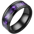thumbnail image 1 of Synthetic Amethyst Ring Black 316L Stainless Steel Purple Wedding Band Women's Men's Fantasy Forge Jewelry, 1 of 4