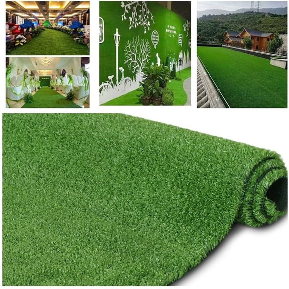 Synthetic Artificial Grass Turf 4FTX24FT, Indoor Outdoor Dog Balcony Garden Pet Landscape Fake Grass Rug Turf Mat Home Decor, Faux Grass Rug Carpet with Drainage Holes, Customized Available