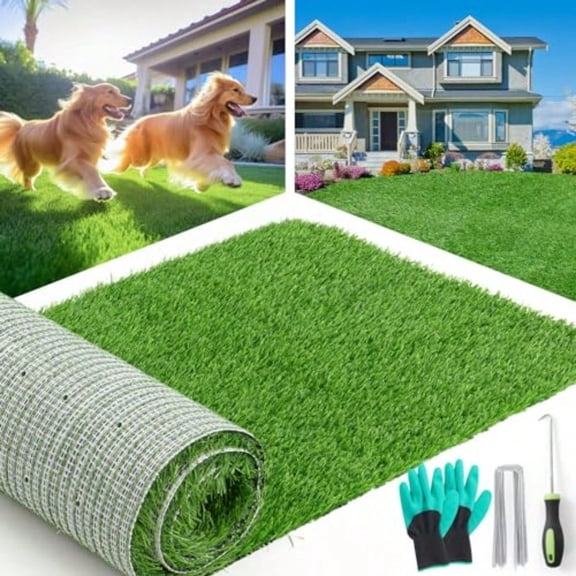 Synthetic Artificial Turf Roll Artificial Grass for Dog Potty with Drainage Holes Fake Grass Rug for Garden Landscape Balcony Patio Backyard Decoration 4 Feet x 6 Feet
