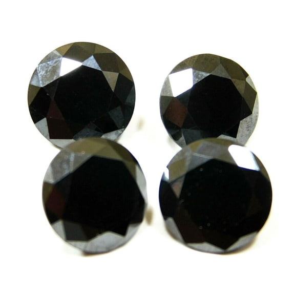 Synthetic Black Moissanite Round 8.10 mm Size 12 Carat Loose Gemstones 4 Stones