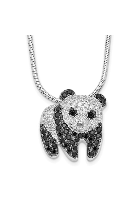 Synthetic CZ Panda Necklace For Women in 925 Sterling Silver Panda Jewelry Cubic Zirconia Necklace Gift With Snake Chain Cubic Zirconia Jewelry For Women